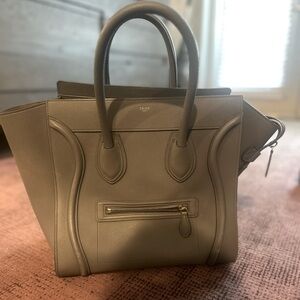 Celine mini luggage handbag in baby drum